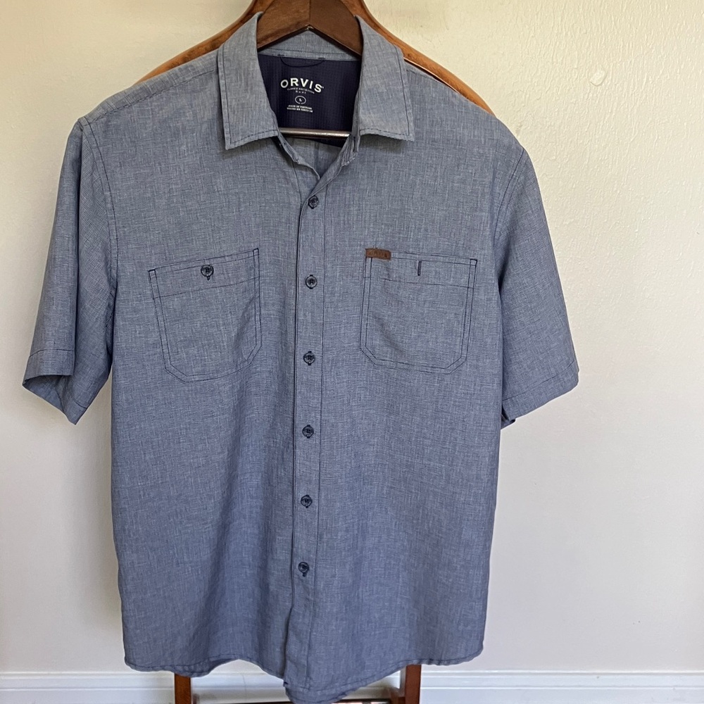 Orvis Men's Blue Casual Button Down Shirt